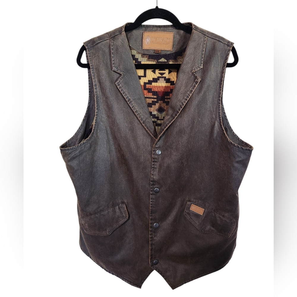 Outback Trading Co. Arkansas Dark Brown & Aztec Vest XXL
